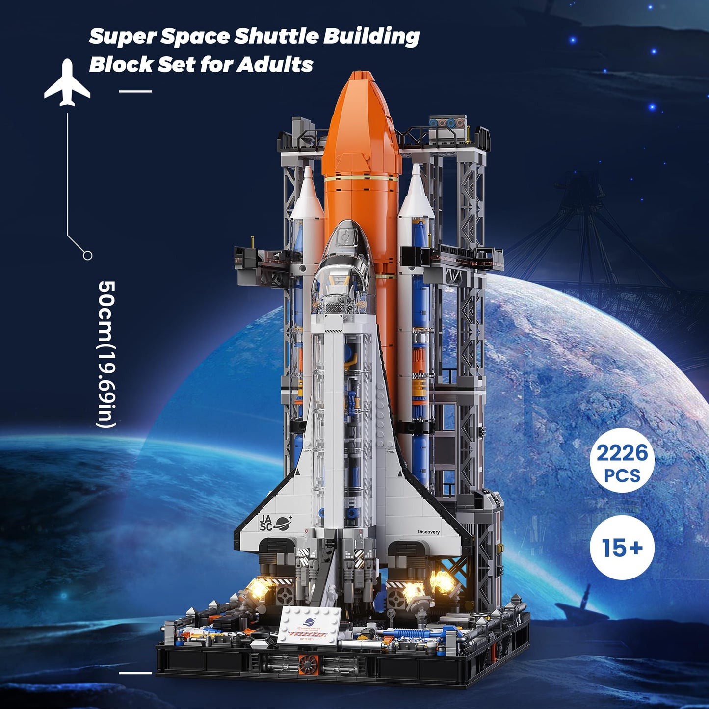 Super Space Shuttle Building Blocks Set 2226 Pieces, Extra Large Size 19.6 Height Spaceplane, Expedition Collectible Shuttlecraf