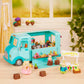 Li’l Woodzeez Honeysuckle Sweet & Treats Playset - 107 Pcs Food Truck & Pretend Play Food for Kids 3+ - Cat Family with Storybook