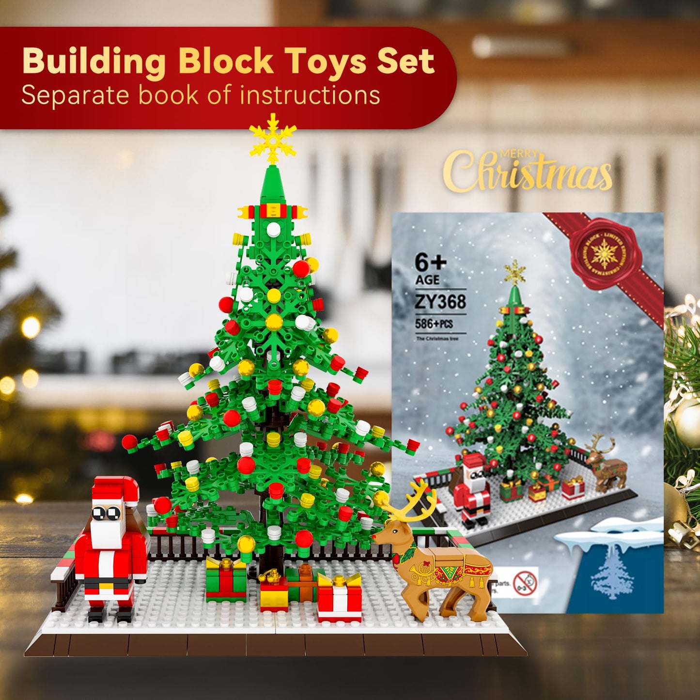 Eelexa Christmas Tree Building Block: Festive Figures Building Set with Santa Claus  586 PCS for 6+ Ages Kids  Boys  Girls  mature-themed