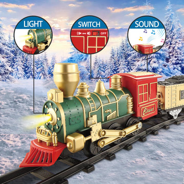 Juqu Train Set-Electric Train Sets For Boys Toddlers Classical Train Toys,Battery-Powered Locomotive Engine With Sound And Light