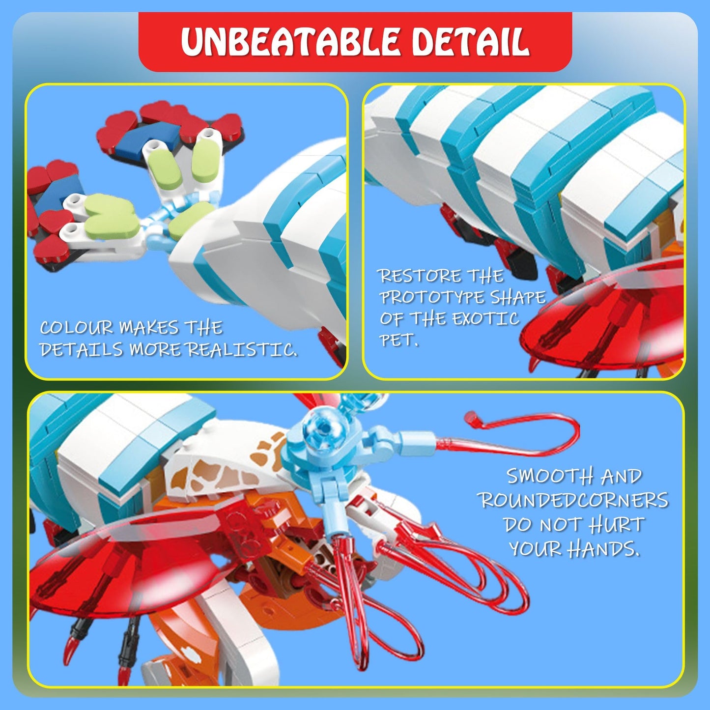 apcute 429PCS Micro Brick Mantis Shrimp Building Set, 6.7 x 5.6 x 8.5 inches, ABS Material, Creative Gift for Ages 6+