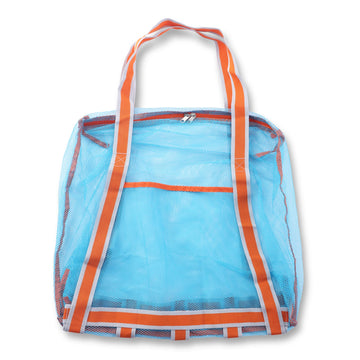 LEAFOREST Large Beach Bag with Zipper Lightweight Beach Toy Bag Mesh Bag for Swimming Pool Sand Toys (Blue)