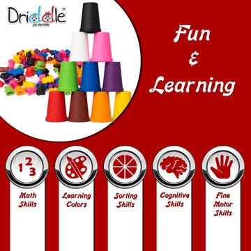 Colorful Counting Bears With Matching Cups - 100 Bears - Sort, Count & Color Recognition Learning Toy For Toddler & Kids - Montessori Education - Preschool Game