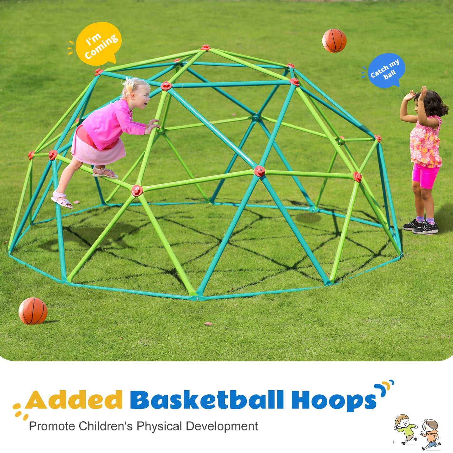 Zupapa Climbing Dome With Hammock, Supports Up To 1000Lbs Jungle Gym,10Ft Dome Climber With Hammock For Kids 3 To 10 Outdoor Pla