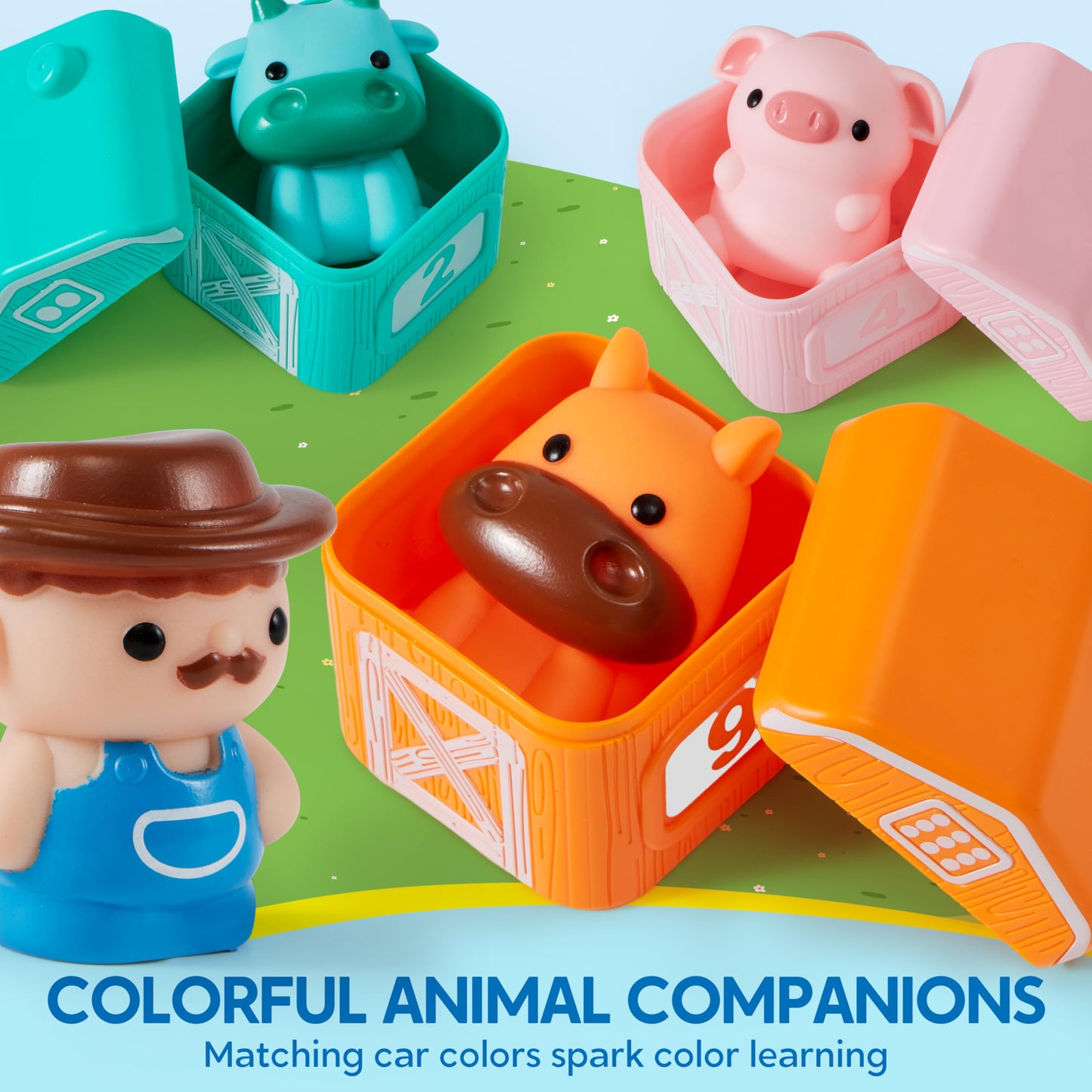 Play-Act Learning Toy For Toddlers 1 2 3 Years Old, Counting, Matching & Sorting Montessori Learning Farm Train Including 9 Farm