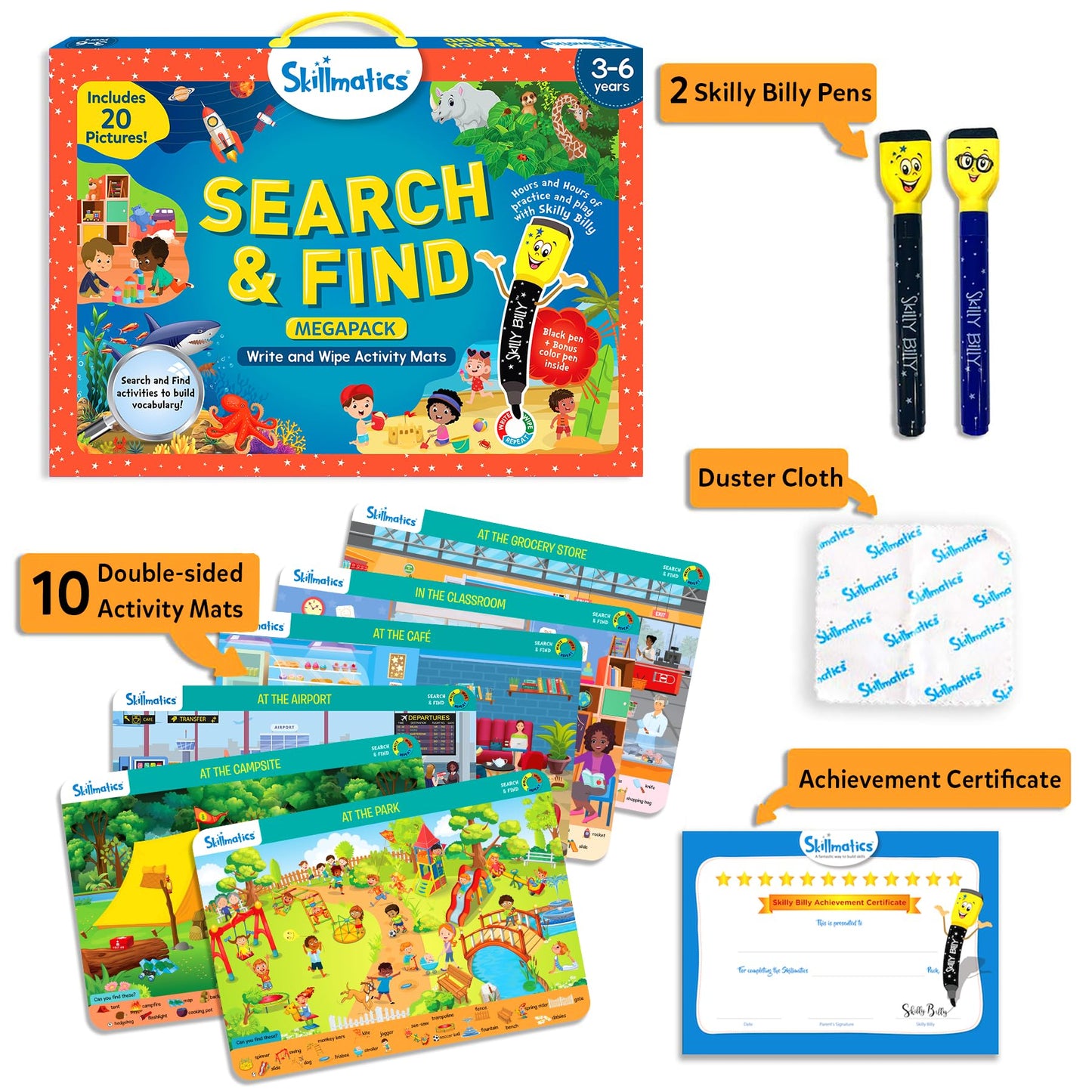 Skillmatics Search and Find Megapack - Educational Activity Game for Kids, Multicolor, Medium, Ideal for Ages 3-6, Model SKILL329SFBM