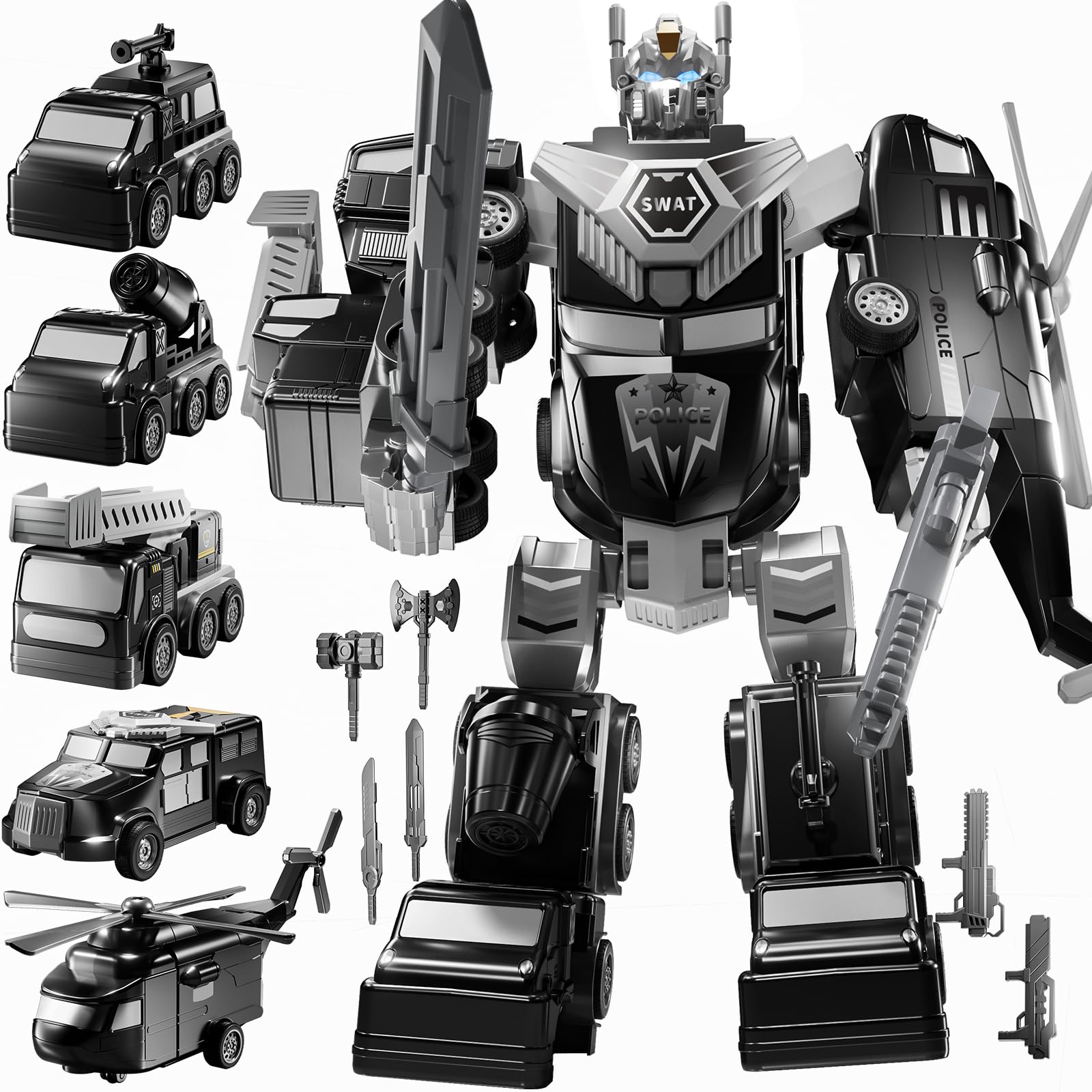 MSKOLER Robot Toys for Kids 3-5 Magnet Transforming Robot 5-in-1 Educational Toys Easy DIY Assembling Vehicle Playsets for Boys 