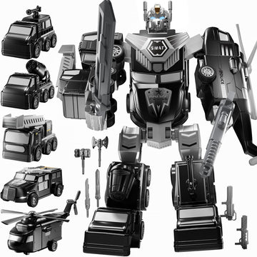 MSKOLER Robot Toys for Kids 3-5 Magnet Transforming Robot 5-in-1 Educational Toys Easy DIY Assembling Vehicle Playsets for Boys 