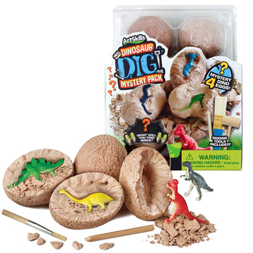 Artskills Dinosaur Eggs Excavation Dig Kit, Mystery Box Of 4 Dino Eggs - Collect All 12 Toy Dinosaurs