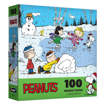 RoseArt - Peanuts - Ice Skating at The Pond - 100 Piece Jigsaw Puzzle for Kids and mature-themeds
