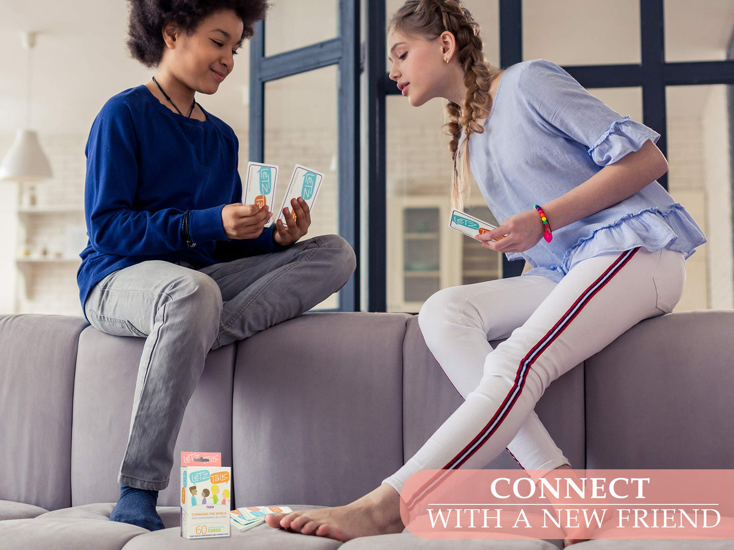 Letz Talk Conversation Cards - Communication Game for Teens, Build Confidence & Emotional Intelligence, Ages 13-18, Medium Cardstock