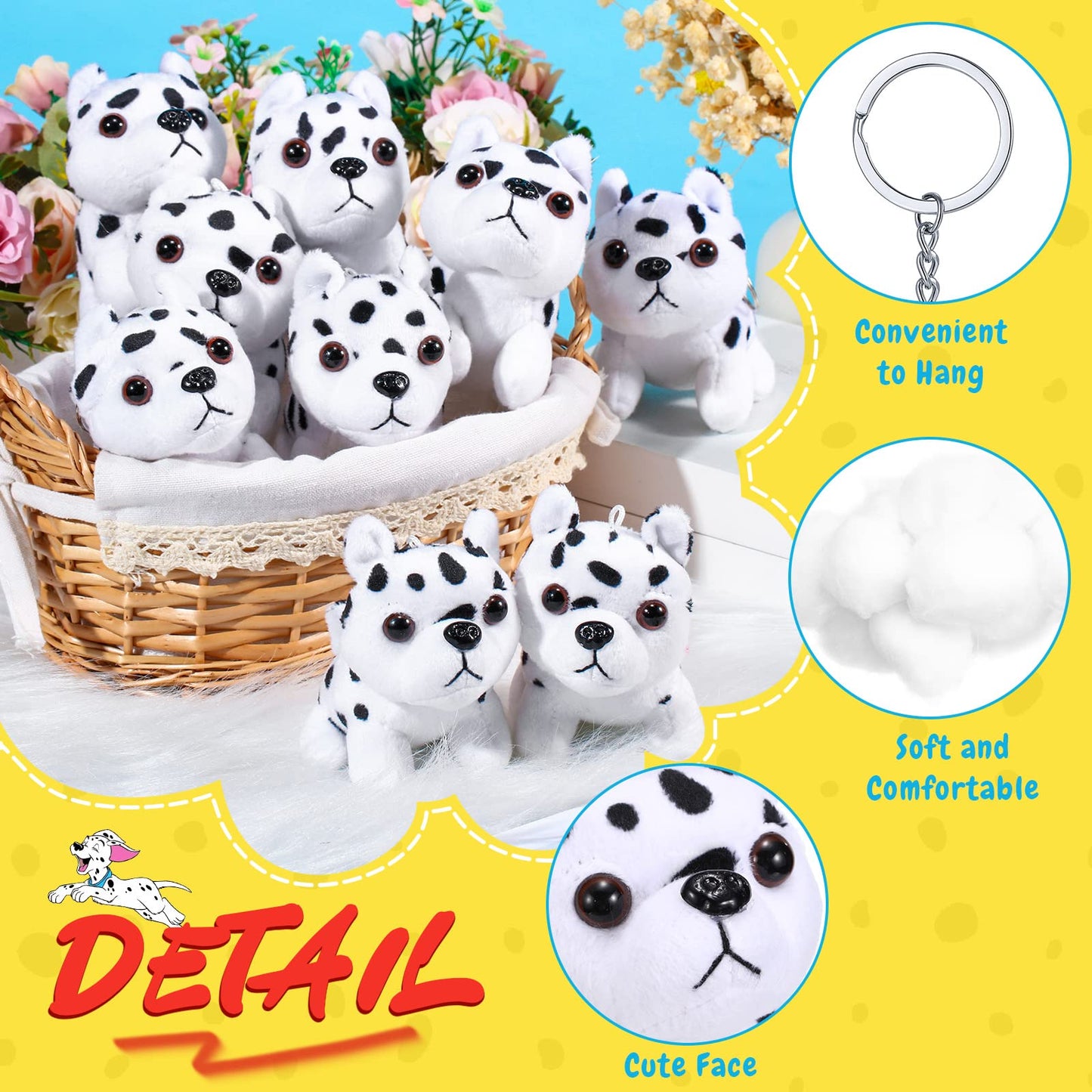 Sumind 9 Pcs Valentine Mini Plush Dog Stuffed Animals Bulk Dog Plush Party Favors Small Soft Plush Dog Toy For Easter Goodie Bag Fillers Baby Show Birthday(Dalmatian)