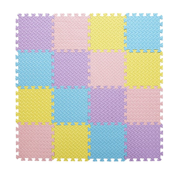 Tamiplay 16Pcs Foam Play Mat, Eva Soft Interlocking Floor Mats, Solid Colored Foam Puzzled Floor Mats, Baby Play Mat Exercise Mats With Storage Bag(Pink/Purple/Yellow/Light Blue)