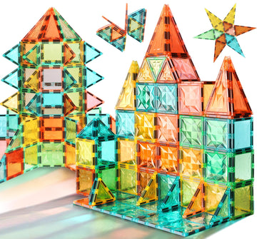 Yrztiles Magnetic Tiles,100 Pieces Magnet Building Blocks Construction Stacking Educational Toy Creativity Magnet Toys For Kids