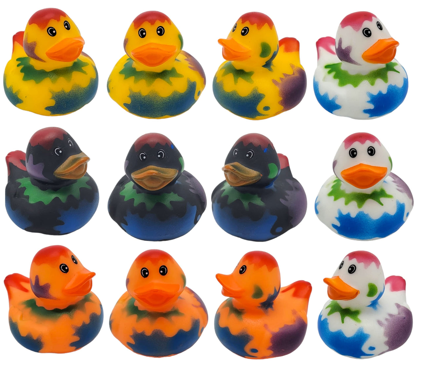 Cool Rubber Duckies (2') Standard Size. (12 Pack) Cute Duck Bath Tub Pool Toys. (Splat Rubber Ducks)