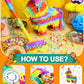 16 Cinco de Mayo Pinata, Large Rainbow Color Donkey Pinata 16 x 13 x 5.5 ln with Stick and Blindfold for Fiestas Mexican Party D