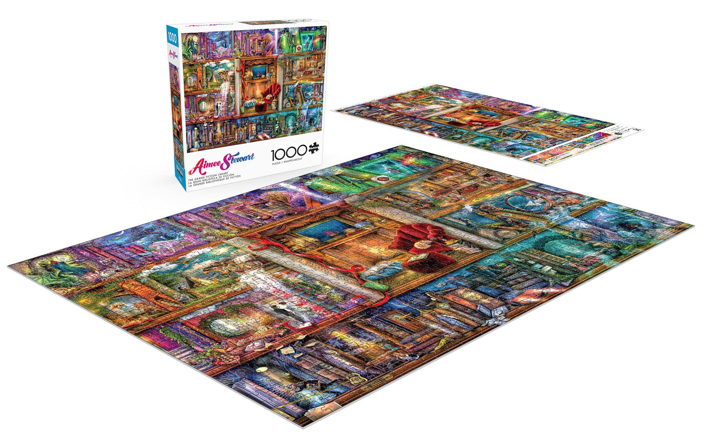 Buffalo Games 1000 Piece Jigsaw Puzzle - The Grand Fiction Library - Large Multicolor Cardboard - Model 12752