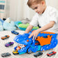 Dinosaur Truck Ultimate Hauler Track Toy for Boys, Transform into Stomping Dinosaur with Race Track Toddler Toys Gifts for Kids