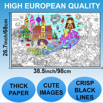 ALEX Art, Giant Coloring Poster - Mermaid Large Wall Pages - Fun Kids Art Project Activities - Jumbo Coloring Sheets Books for G