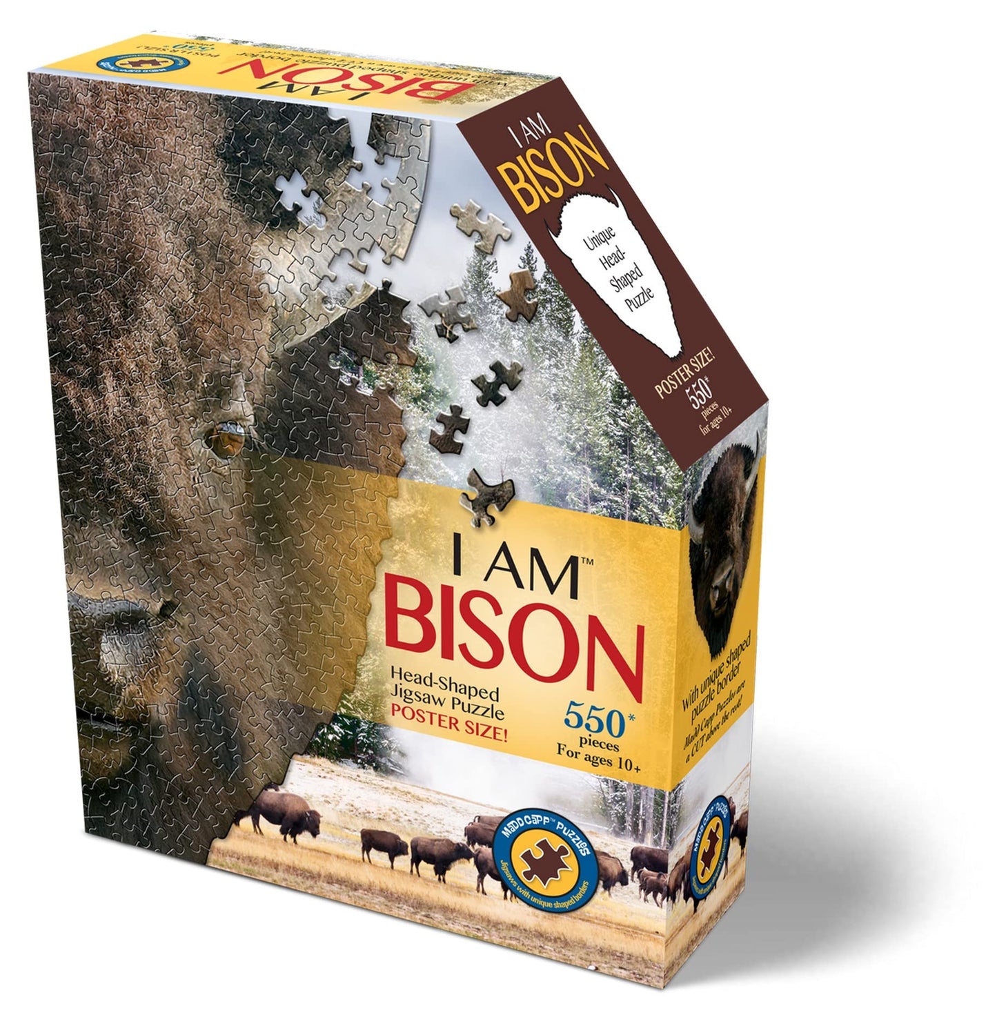 Herrschners Madd Capp I AM Bison 550-Piece Animal Shaped Jigsaw Puzzle - 30"H x 25"W - Multicolor - Engineered Wood
