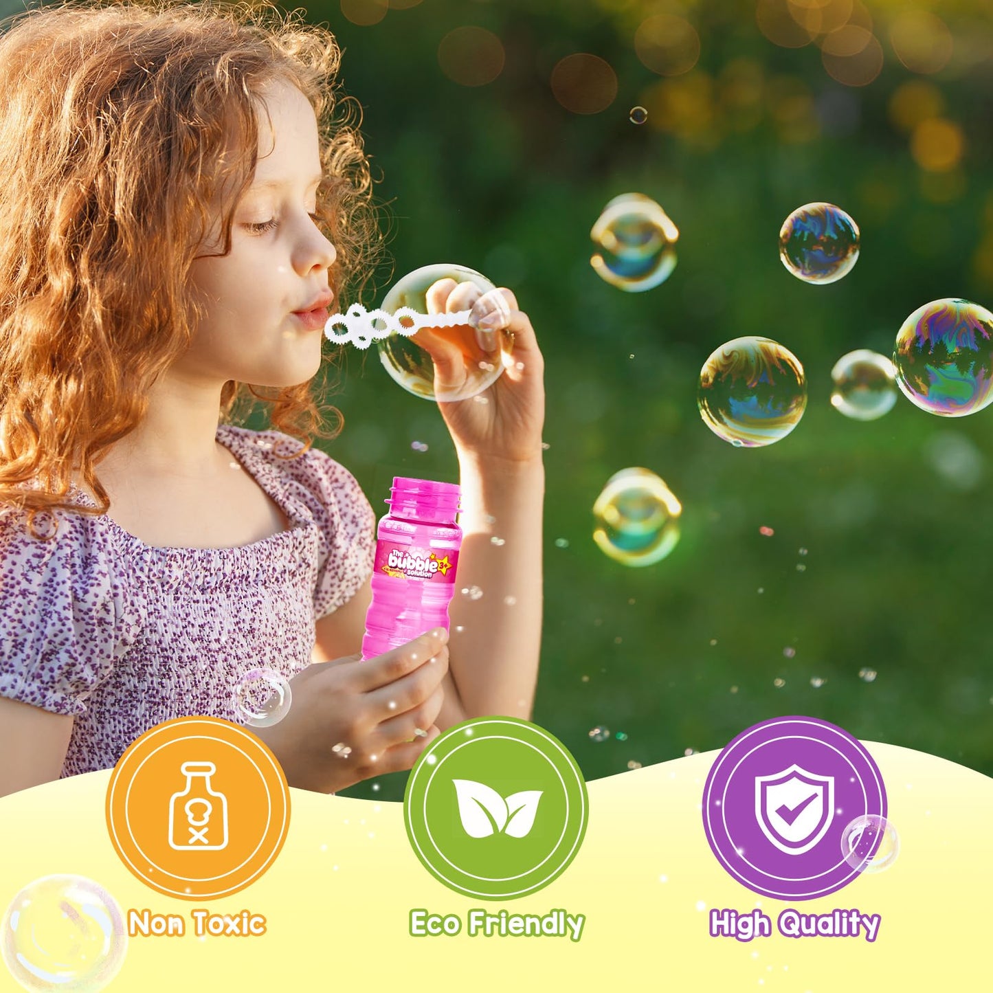 Shemira 48 Pcs Bubble Bottles With Wand, Bubble Party Favor Supply For Summer Indoor & Outdoor Activities, 4 Oz Bubble Solution