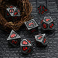 Haxtec Metal DND Dice Set Black Red Dragon D&D Dice Set with Leather Dice Bag Metal Polyhedral Dice for Dungeons and Dragons Gif