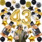 Naninuneno 43Th Gold Birthday Decorations, Gold Black Silver Happy Birthday Balloons Supplies For Boy Men Girl Women, 43 Birthda