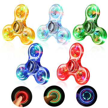 Scione 5 Pack Fidget Spinners, Led Light Up Fidget Spinner, Easter Party Favor Goodie Bag Stuffers Glow In The Dark Sensory Toys, Stress Reduction And Anxiety Relief Hand Spinner For Kids