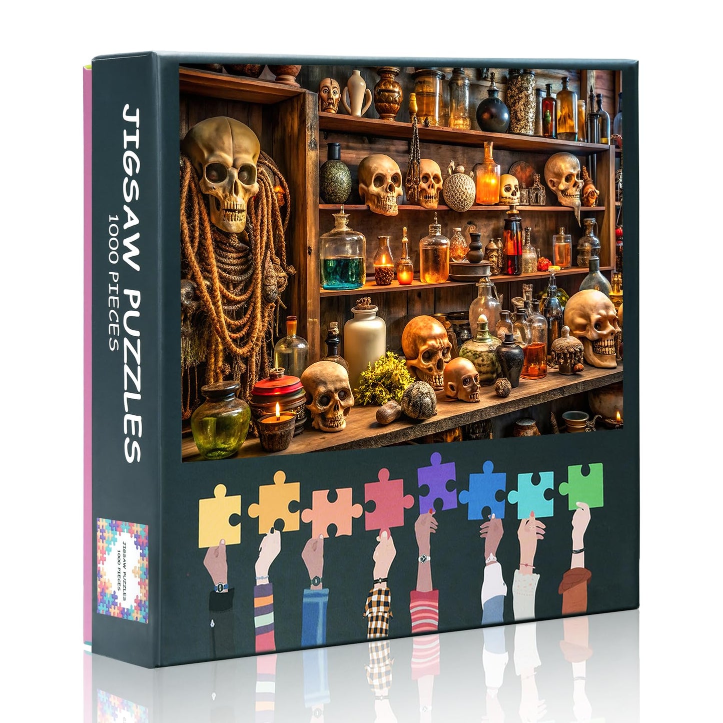 Jigsaw Puzzle for Adults - Spooky Halloween Shop,Skulls, Potion Bottles, and Antique Dolls Parlour Games, Challenging Puzzles, 1