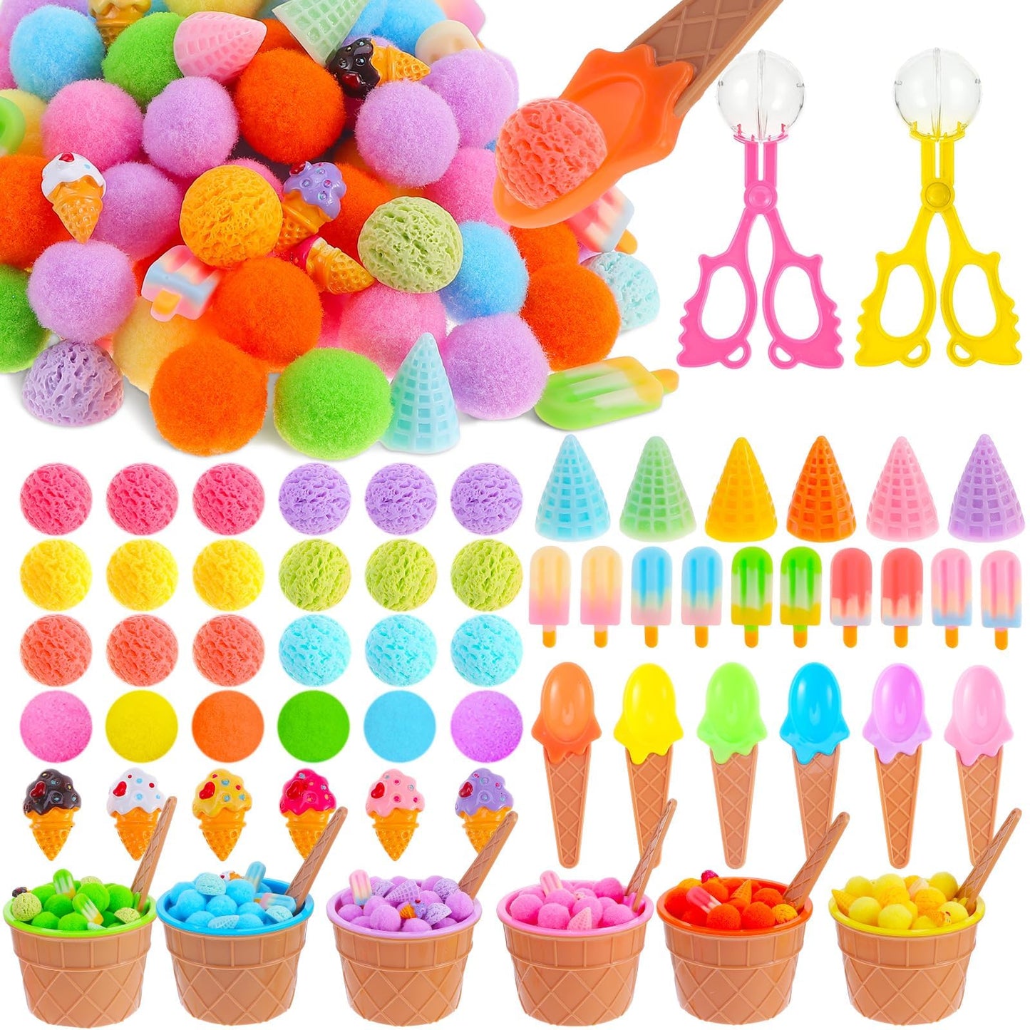 Oaxntgw 154 Pcs Ice Cream Sensory Bin Items Summer Counting Sorting Sensory Bin Filler Fine Motor Ice Cream Counts For Xmas Coun