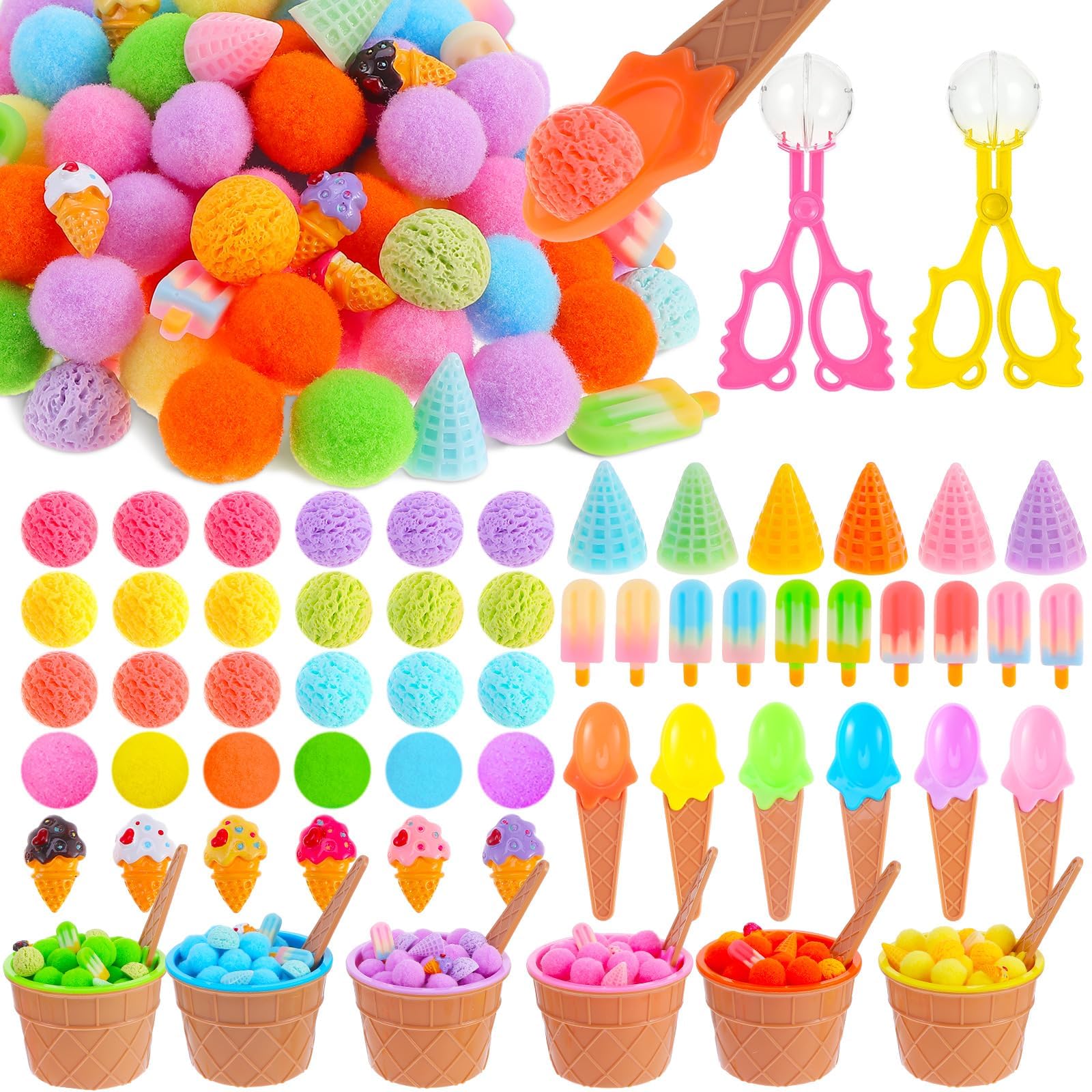 Oaxntgw 154 Pcs Ice Cream Sensory Bin Items Summer Counting Sorting Sensory Bin Filler Fine Motor Ice Cream Counts For Xmas Coun