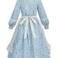 Fccam Prairie Colonial Dress Girls Long Sleeve Pioneer Dress Costume Floral Pioneer Girl Laura Ingalls Wilder Blue Xl