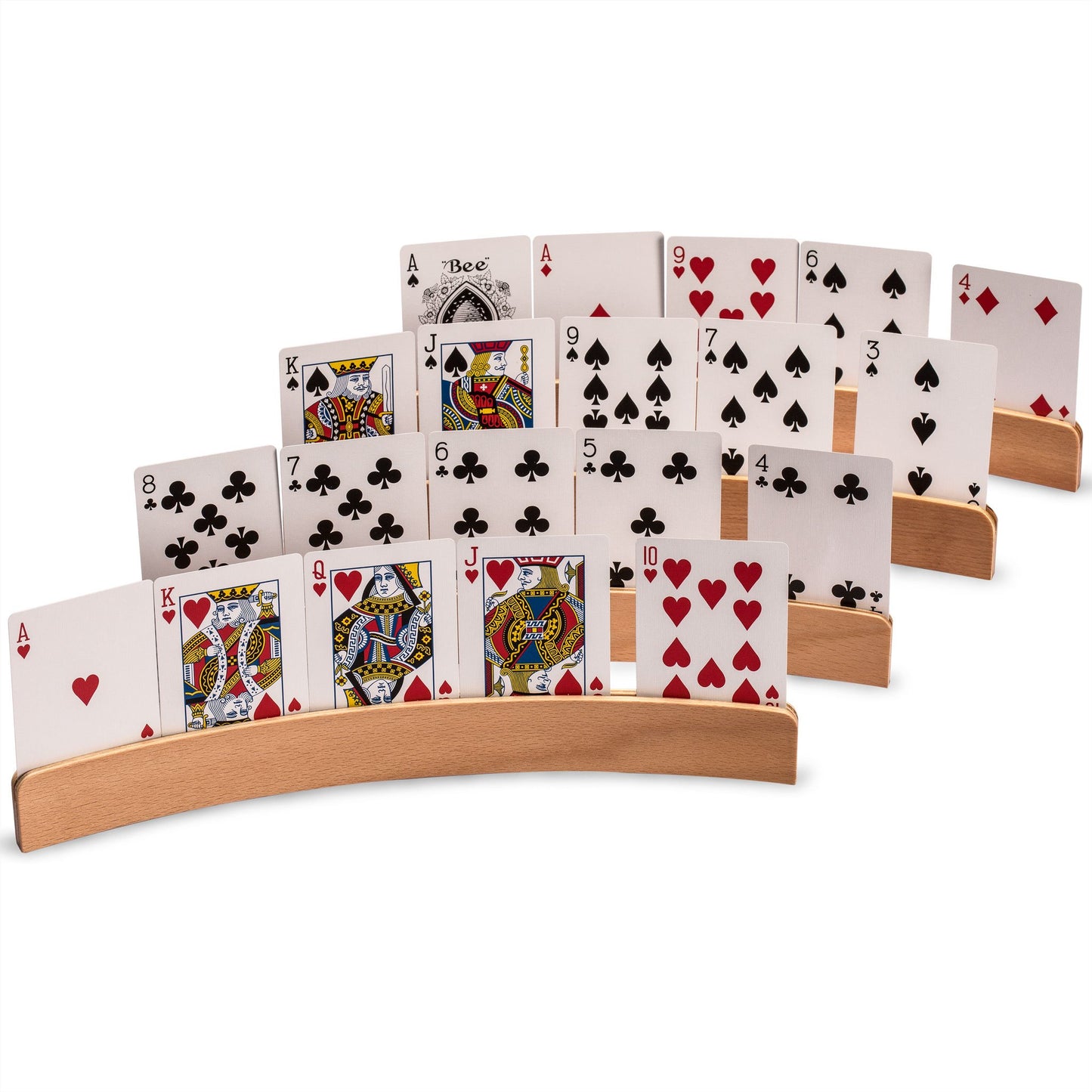 Yellow Mountain Imports Panorama Wooden Playing Card Holders/Racks - Set Of 4 Card Organizers