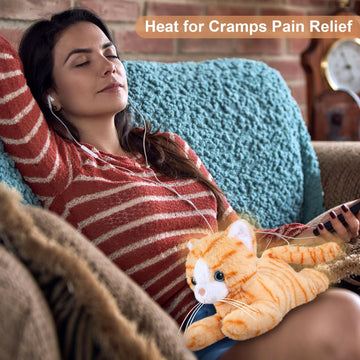 Suzzipals Heatable & Coolable Orange Cats Stuffed Animals, Microwave Heating Pad Animal For Cramps & Pain, Orange Cat Plushies F