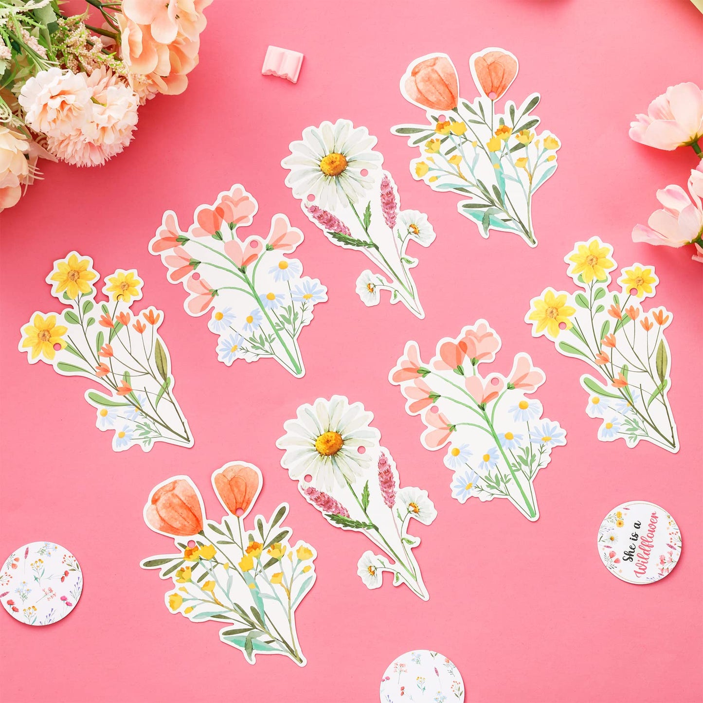 Fangleland Wildflower Happy Birthday Banner Garland Sign Party Decorations Set, Pre-strung No DIY Floral Flower Theme Birthday B