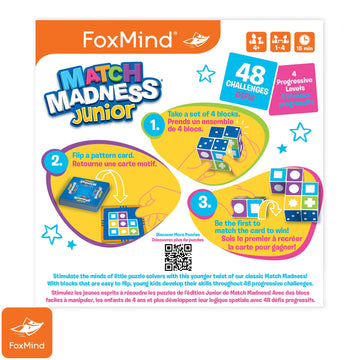 Foxmind Games: Match Madness Junior, A Pattern Matching Puzzle Game, Make The Match In A Flash, Develops Visual Recognition And Fine Motor Skills, Play With Up To 4 Players, For Ages 4 And Up