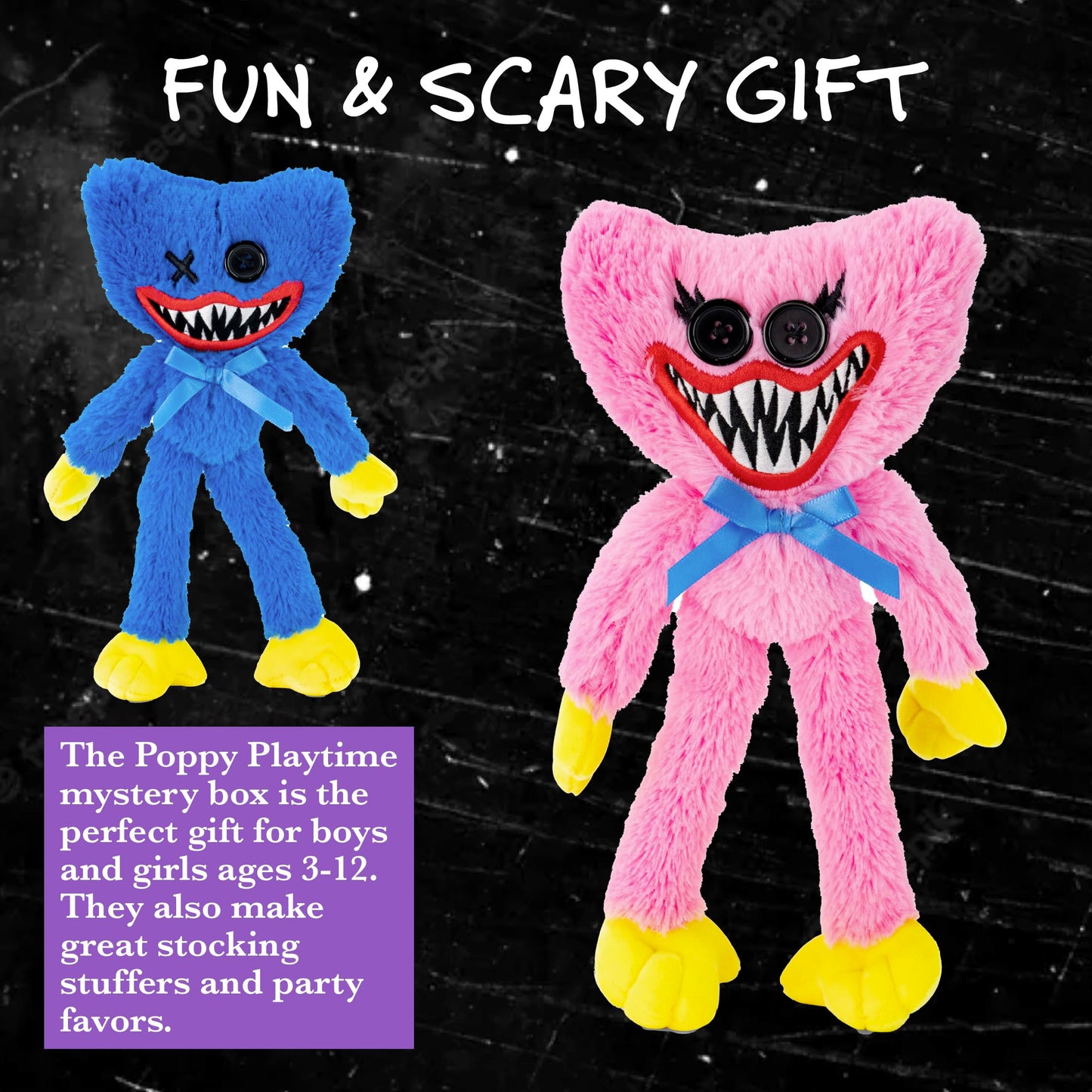 UCC Distributing Poppy Playtime Plush Toy - 8 Inch, Black, Soft Plush Material