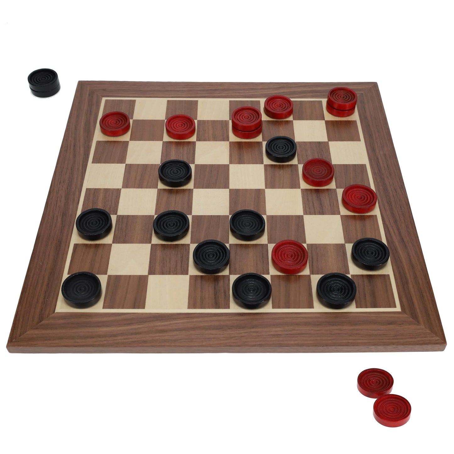 WE Games Wooden Checkers Set - 12 in. Red and Black, Model 181312, Classic Design