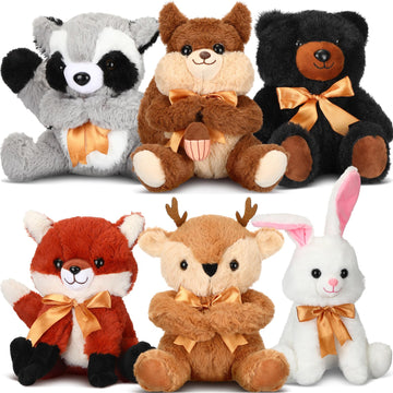 Syhood 6 Pieces Woodland Stuffed Animal Set 11.8 Inch For Baby Shower Plush Woodland Toy Wild Stuffed Animals For Themed Parties