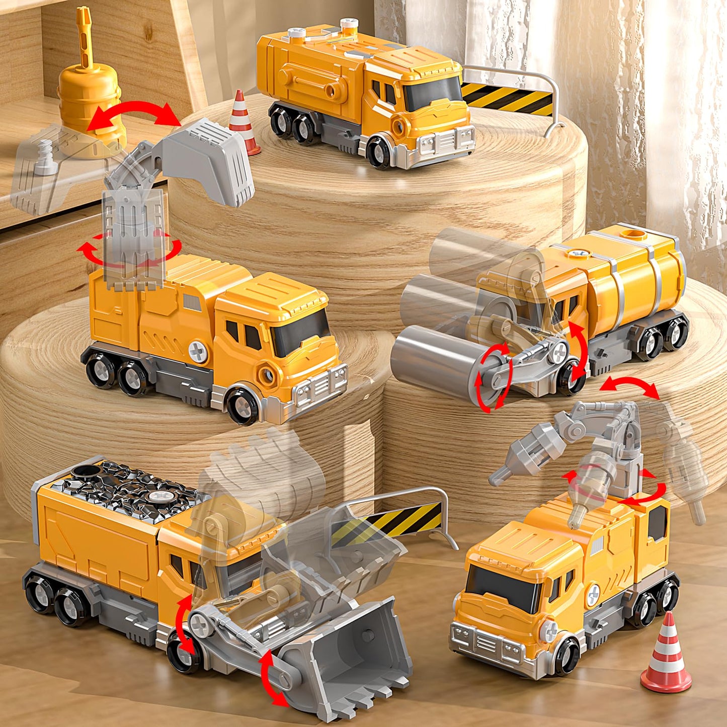 Watudou Toys For Ages 5-7, 5-In-1 Take Apart Vehicle Trucks Transform To Robot, 5 6 7 Year Old Boy Christmas Birthday Gift Ideas
