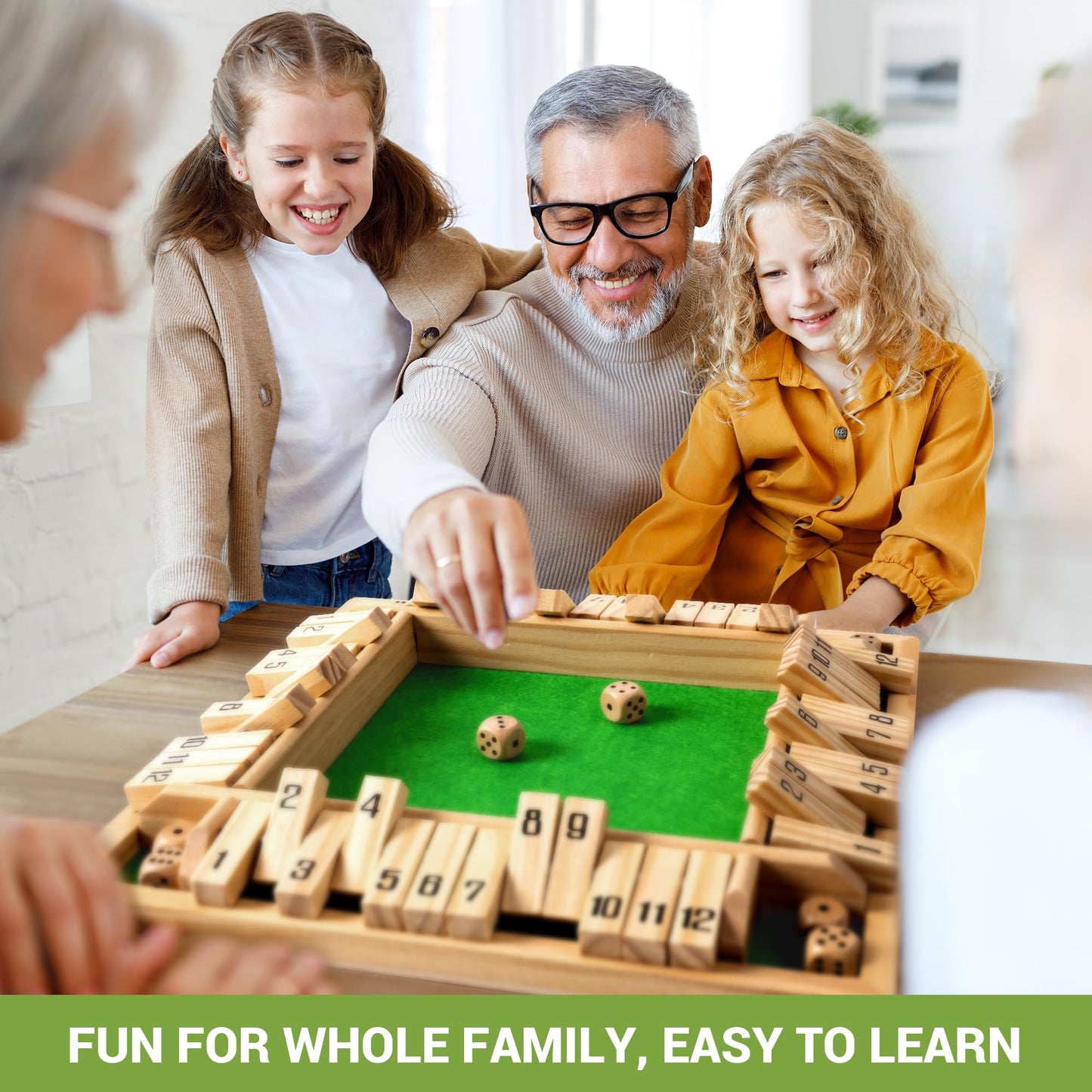 ropoda Shut The Box Game - Wooden 12 Numbers Dice Game for Family Fun, Addition Training for Adults and Kids