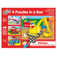 Galt Toys, 4 Puzzles In A Box - Vehicle Themed, Multi Sized/Piece Puzzles, Ages 3 Plus Years