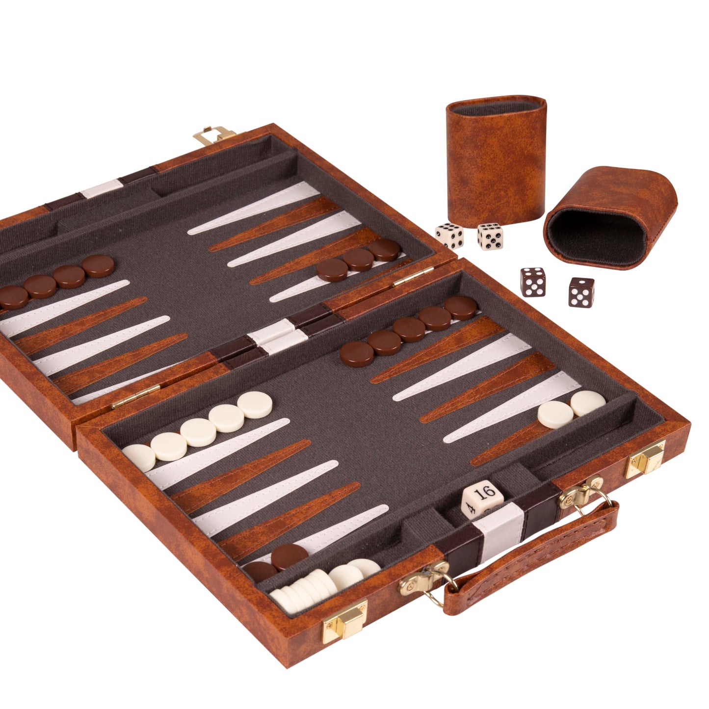 Backgn Set 18 inch  Large - Classic Board Game for mature-themeds and Kids with enhanced Leather Case - Includes Strategy & Tip Guide (Brown)