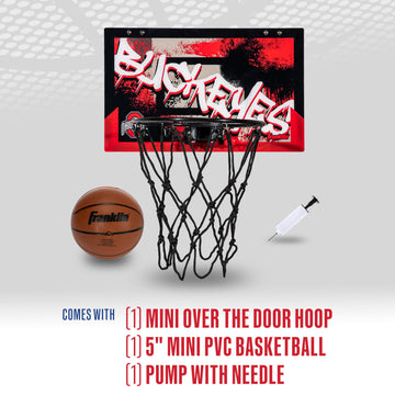 Franklin Sports Ohio State Over The Door Basketball Hoop - Kids Indoor Basketball Hoop With Mini Ball - Ohio State Fan Shop Toy For Bedroom + Office - Over The Door Set