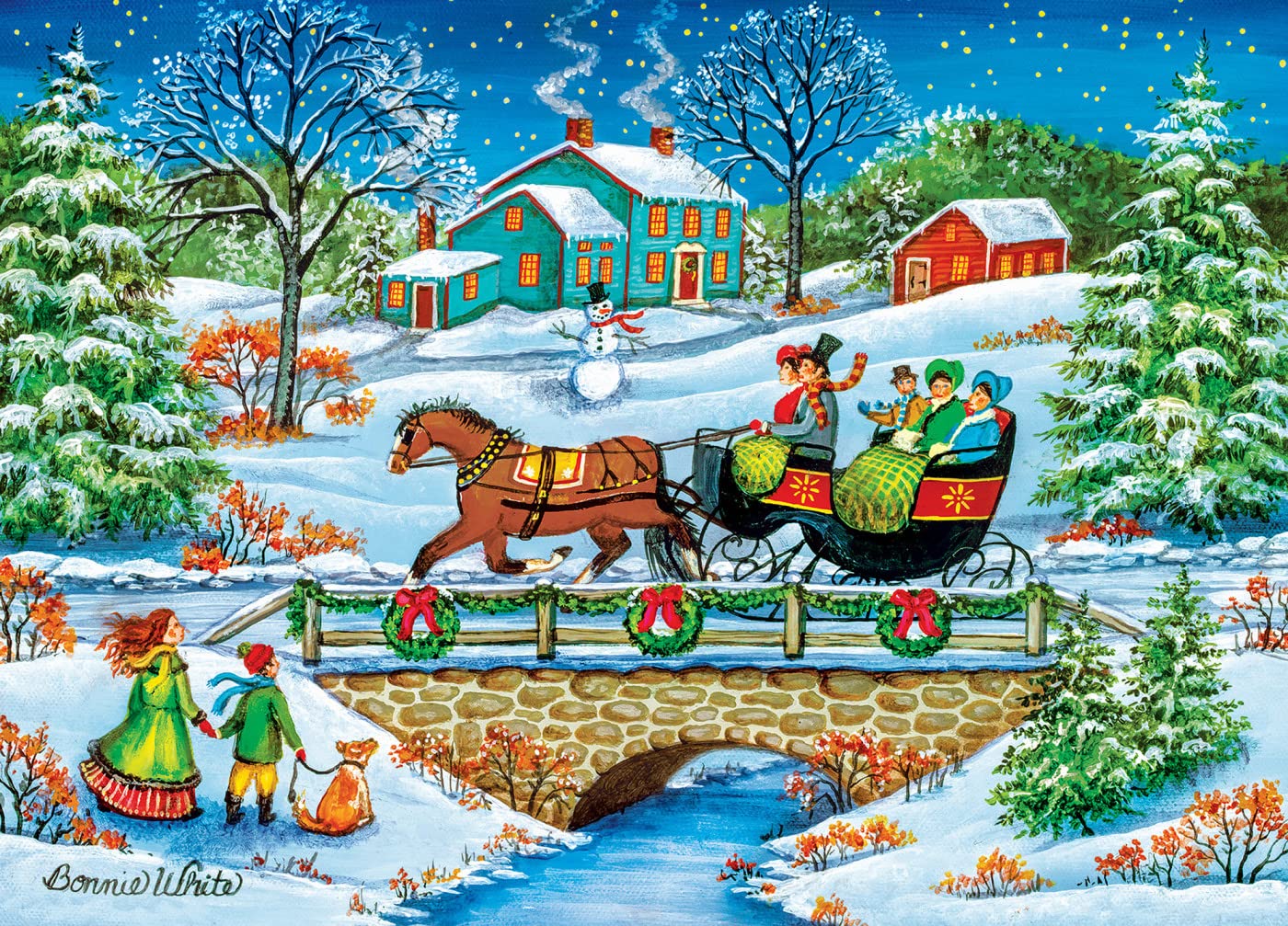 Masterpieces 1000 Piece Christmas Jigsaw Puzzle - Over The River - 19.25'X26.75'