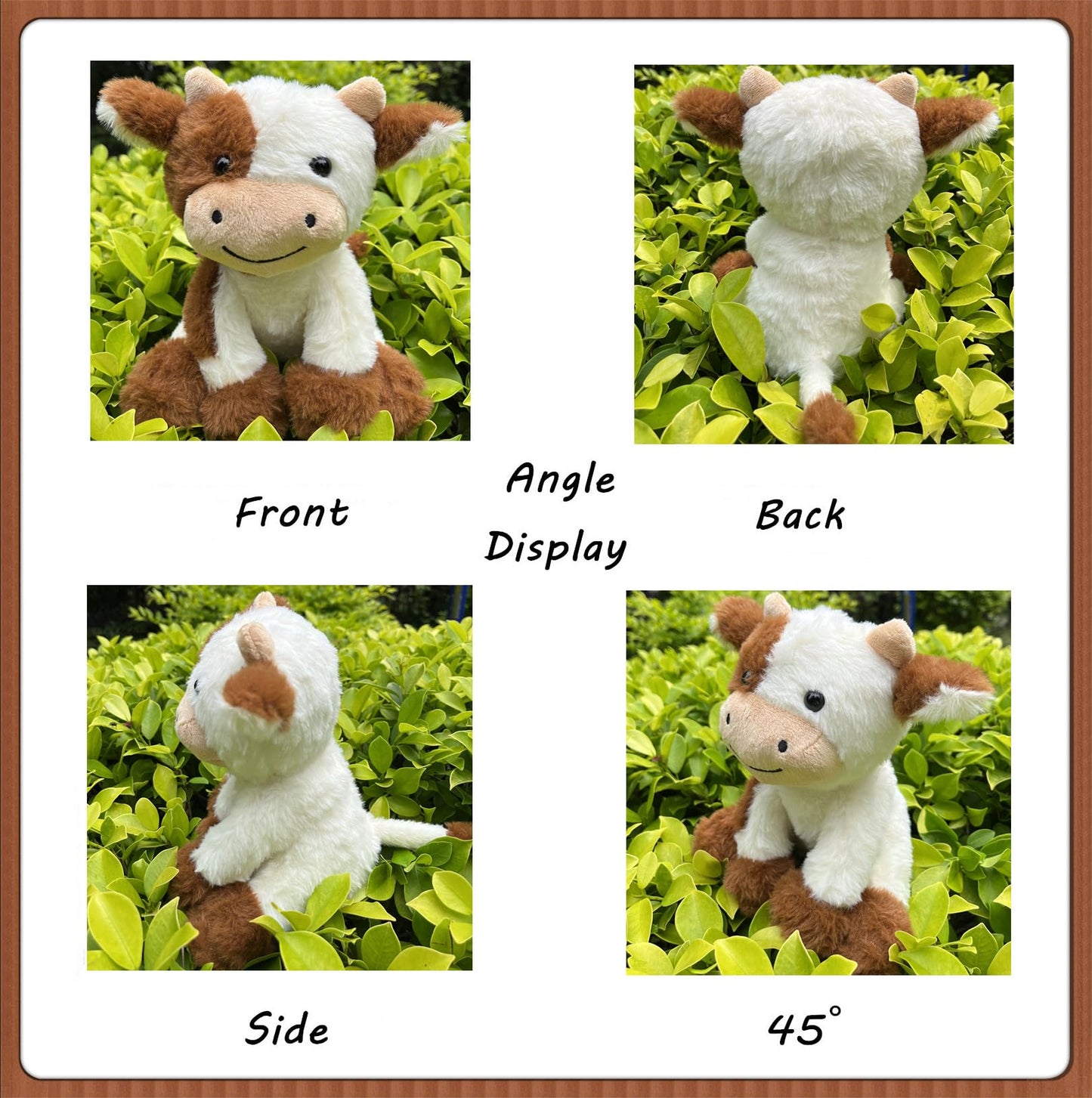 9 Inches Cow Stuffed Animal Soft Plush Cute Cow Doll For Boys Girls (Brown Cow)