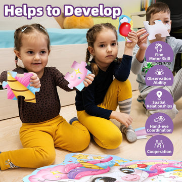 45 Piece Unicorn Floor Puzzle, Large Special Shapes Puzzles For Kids Ages 3-5, Toddler Floor Puzzles For Kids Ages 4-8, 4 Year Old Girl Gifts Toys For Birthday, Halloween, Christmas