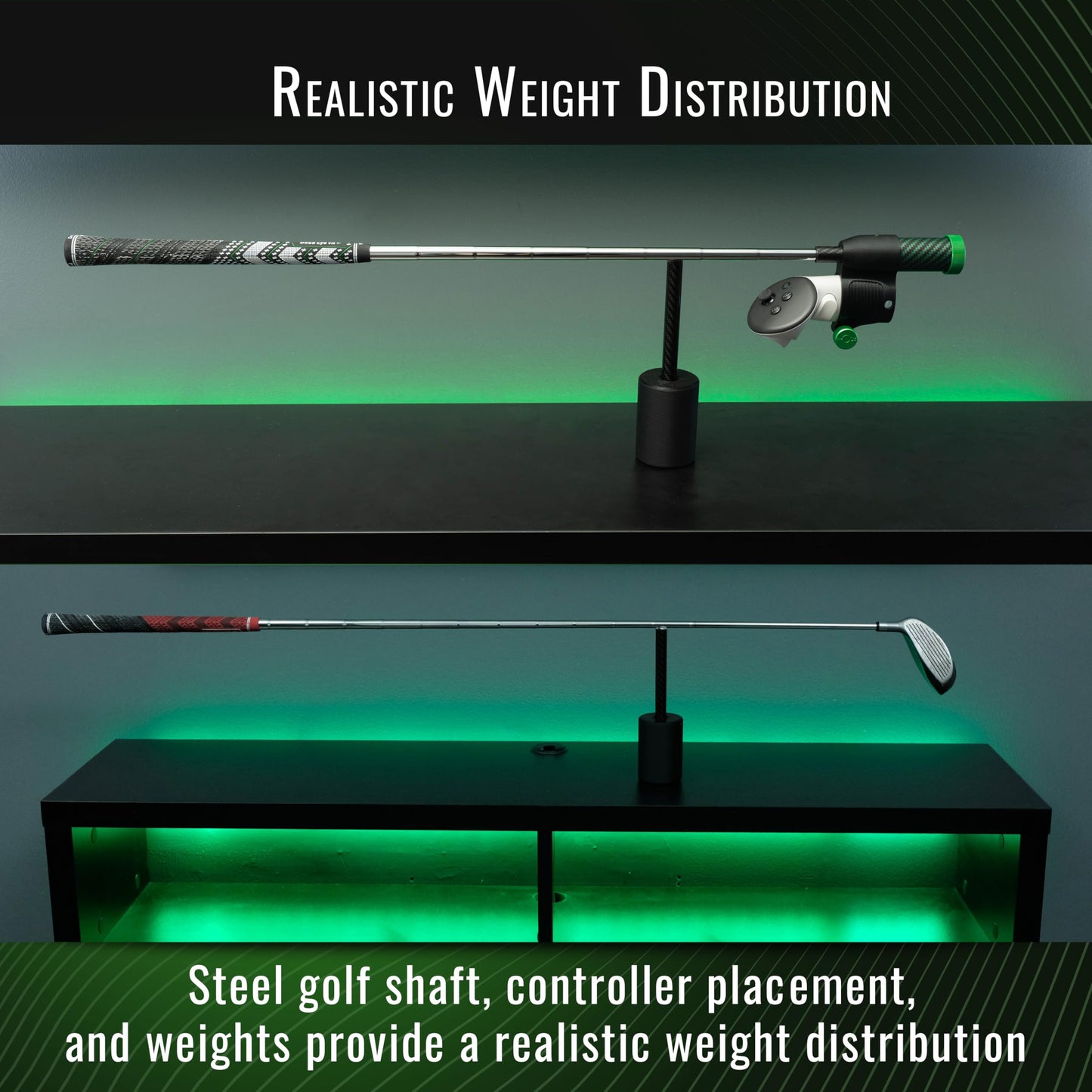 DeadEyeVR DriVR Elite Chrome Golf Club for Meta Quest 2, 3 & Pro - Adjustable Weighted Grip for Realistic VR Golf Simulation