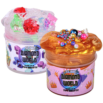Finoclay 2 Pack Crystal Clear & Golden Stretchy Slime Kit For Girls Boys, Create With Kids Diamonds Theme, Slime Making Kit, 8 F