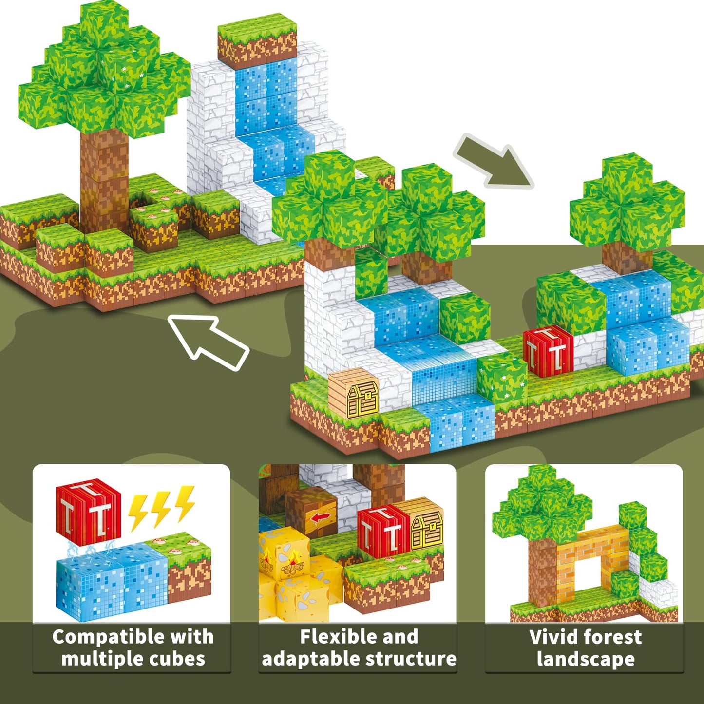 Magnetic Blocks For Kids,Building Toys For Boys & Girls Ages 3-5 6-8 8-12. Stem Learning, Montessori, Fidget, Sensory Cubes. Mag